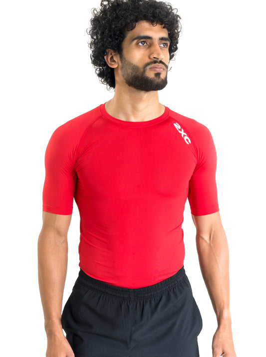 RED HALF SLEEVE RUNNING/WORKOUT COMPRESSION
